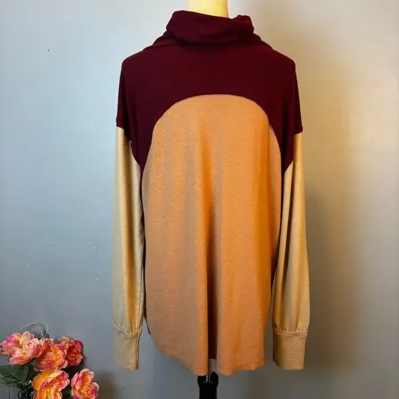 BKE Tri Color Cozy Sweater Turtleneck Longsleeve Women's Medium Artsy - Picture 3 of 8